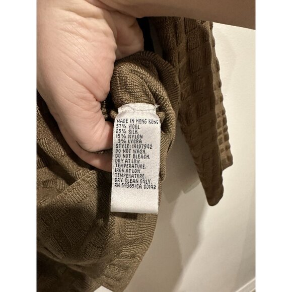 PETER NYGARD‎ Wool & Silk Blend Brown Textured Collared Cardigan Size M - Picture 4 of 4